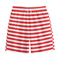 Red And White Striped Pattern Print Cotton Shorts