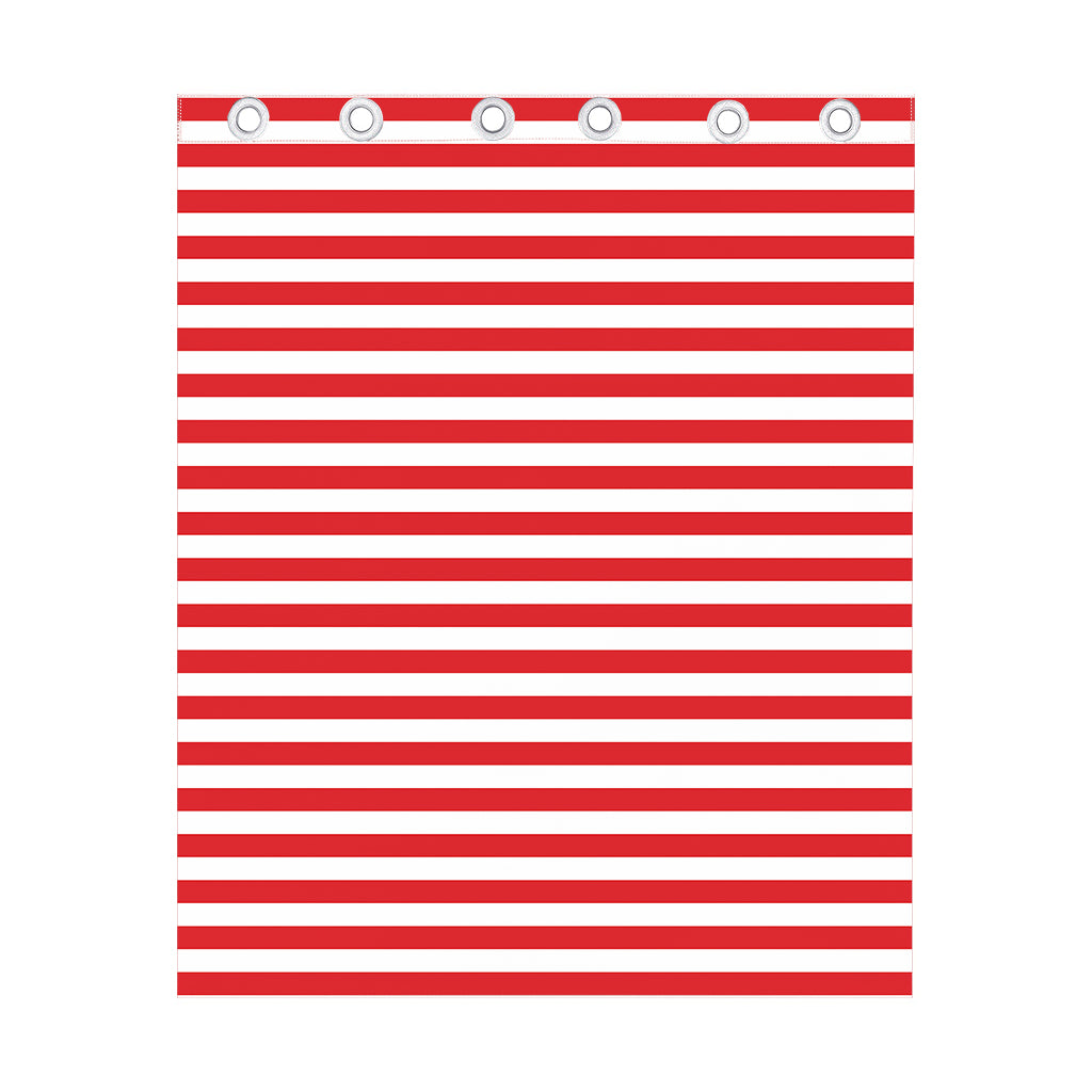 Red And White Striped Pattern Print Curtain