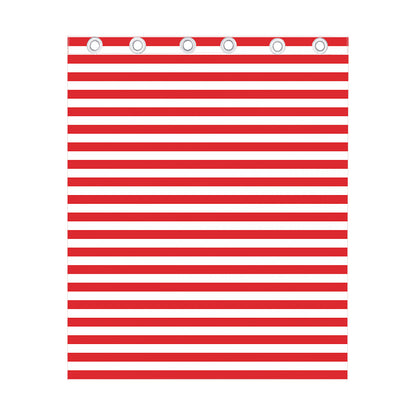 Red And White Striped Pattern Print Curtain