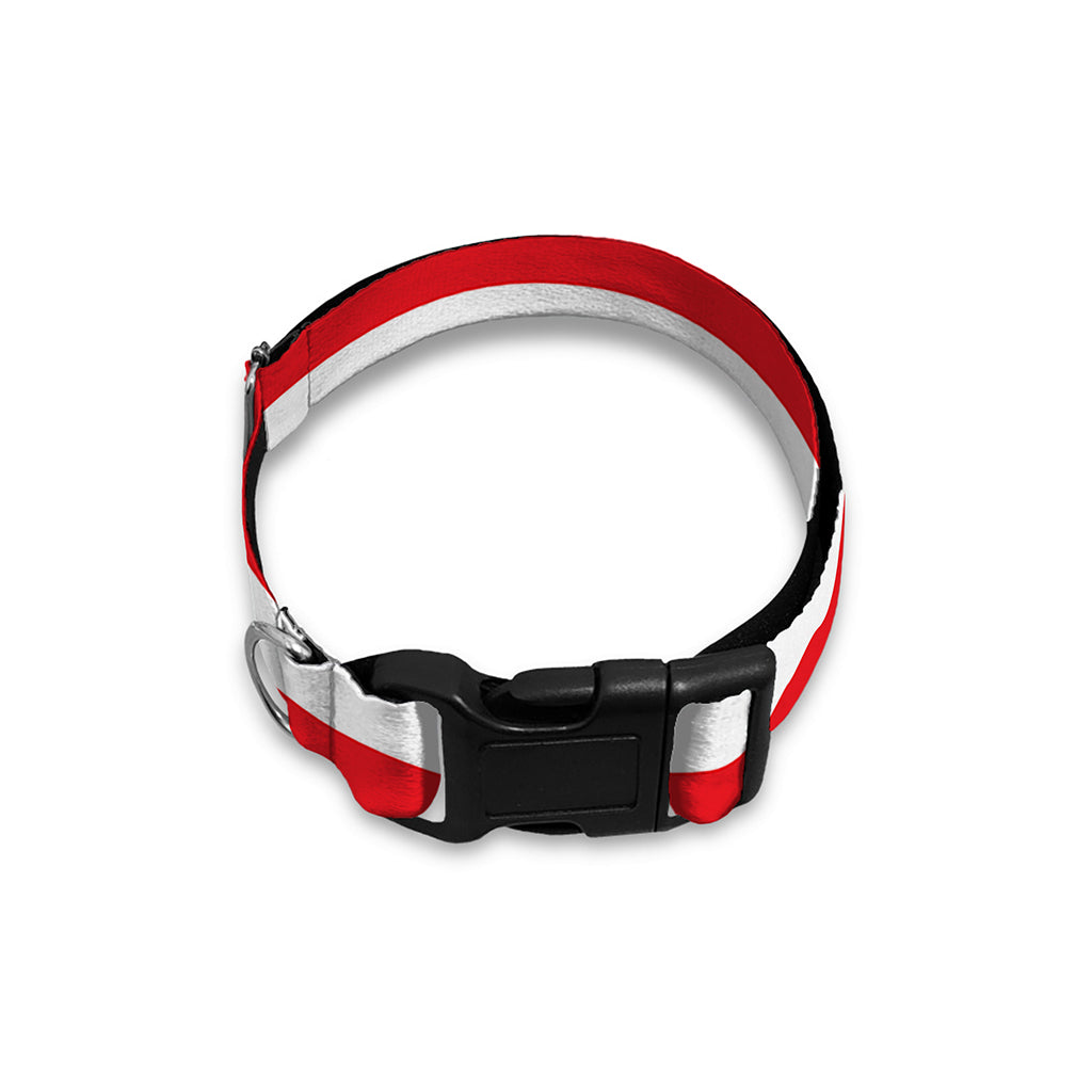 Red And White Striped Pattern Print Dog Collar