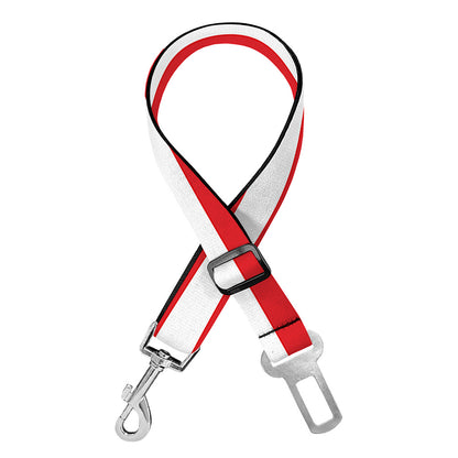 Red And White Striped Pattern Print Dog Seat Belt