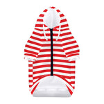 Red And White Striped Pattern Print Dog Zip Up Hoodie