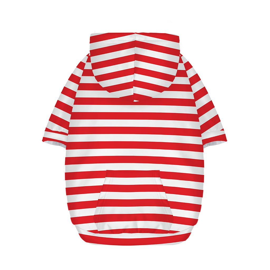 Red And White Striped Pattern Print Dog Zip Up Hoodie