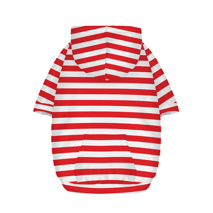 Red And White Striped Pattern Print Dog Zip Up Hoodie