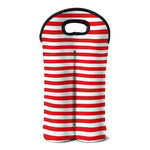 Red And White Striped Pattern Print Double Neoprene Wine Tote