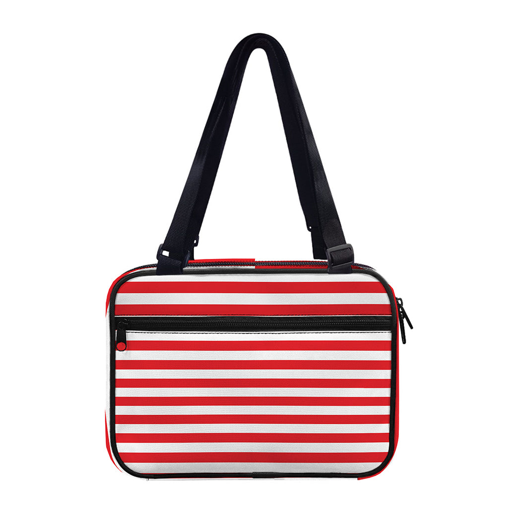 Red And White Striped Pattern Print Double Strap Bible Bag