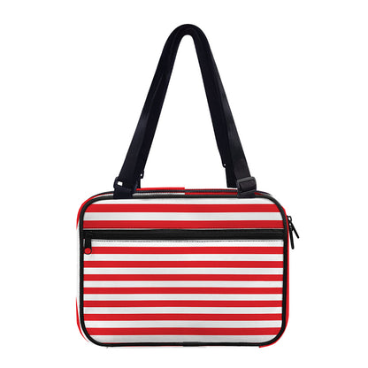 Red And White Striped Pattern Print Double Strap Bible Bag