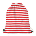 Red And White Striped Pattern Print Drawstring Bag