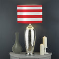 Red And White Striped Pattern Print Drum Lamp Shade