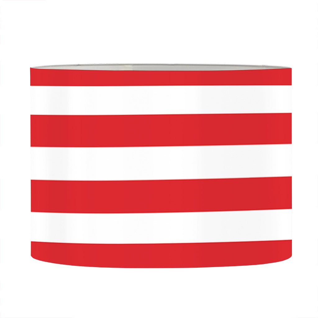 Red And White Striped Pattern Print Drum Lamp Shade