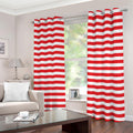 Red And White Striped Pattern Print Extra Wide Grommet Curtains