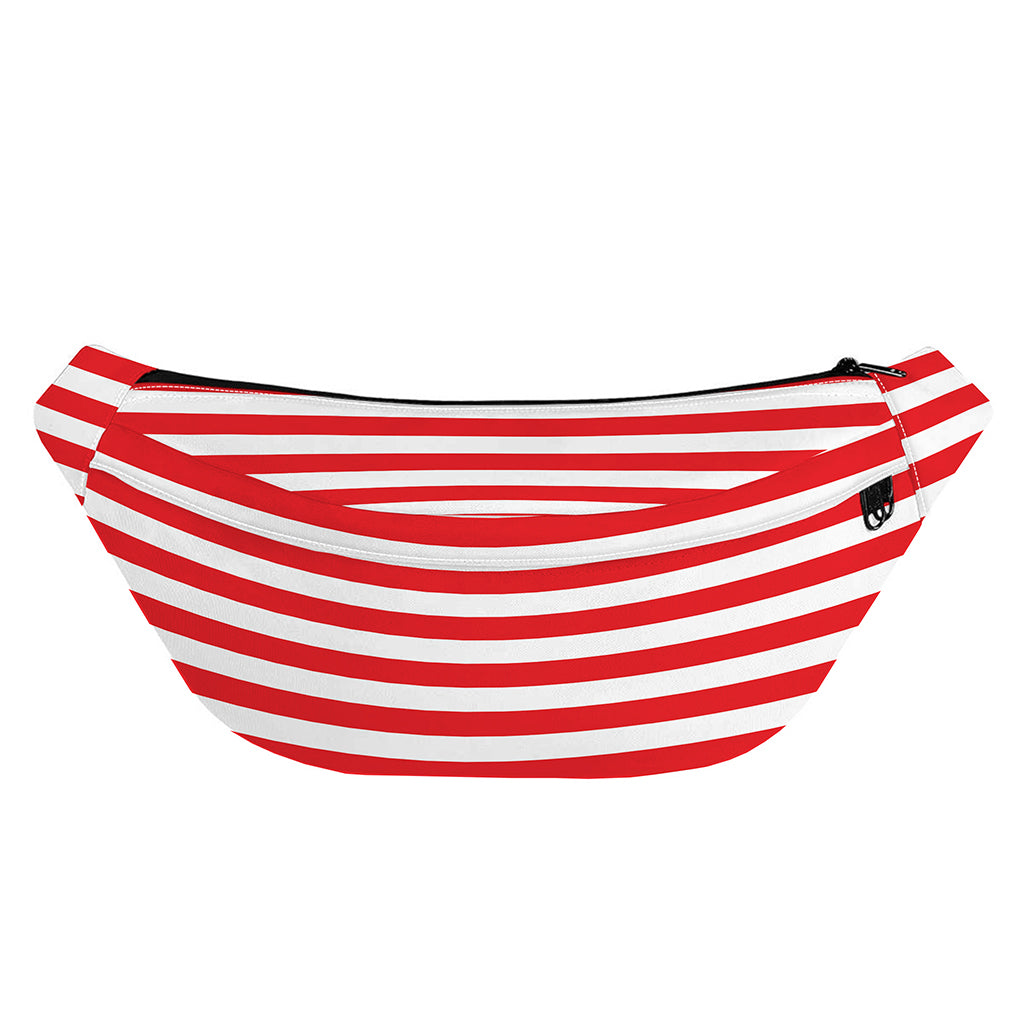 Red And White Striped Pattern Print Fanny Pack