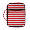 Red And White Striped Pattern Print Front Pocket Bible Bag