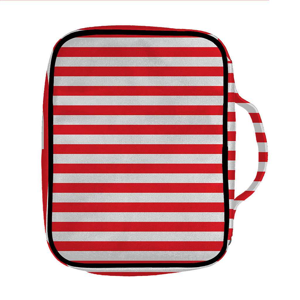 Red And White Striped Pattern Print Front Pocket Bible Bag