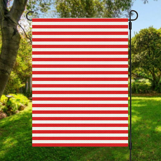 Red And White Striped Pattern Print Garden Flag