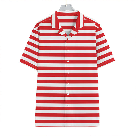 Red And White Striped Pattern Print Hawaiian Shirt