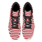 Red And White Striped Pattern Print High Top Leather Sneakers