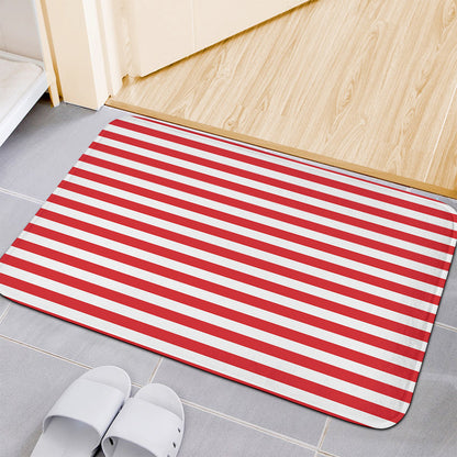 Red And White Striped Pattern Print Indoor Door Mat
