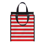 Red And White Striped Pattern Print Insulated Lunch Tote