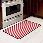 Red And White Striped Pattern Print Kitchen Mat