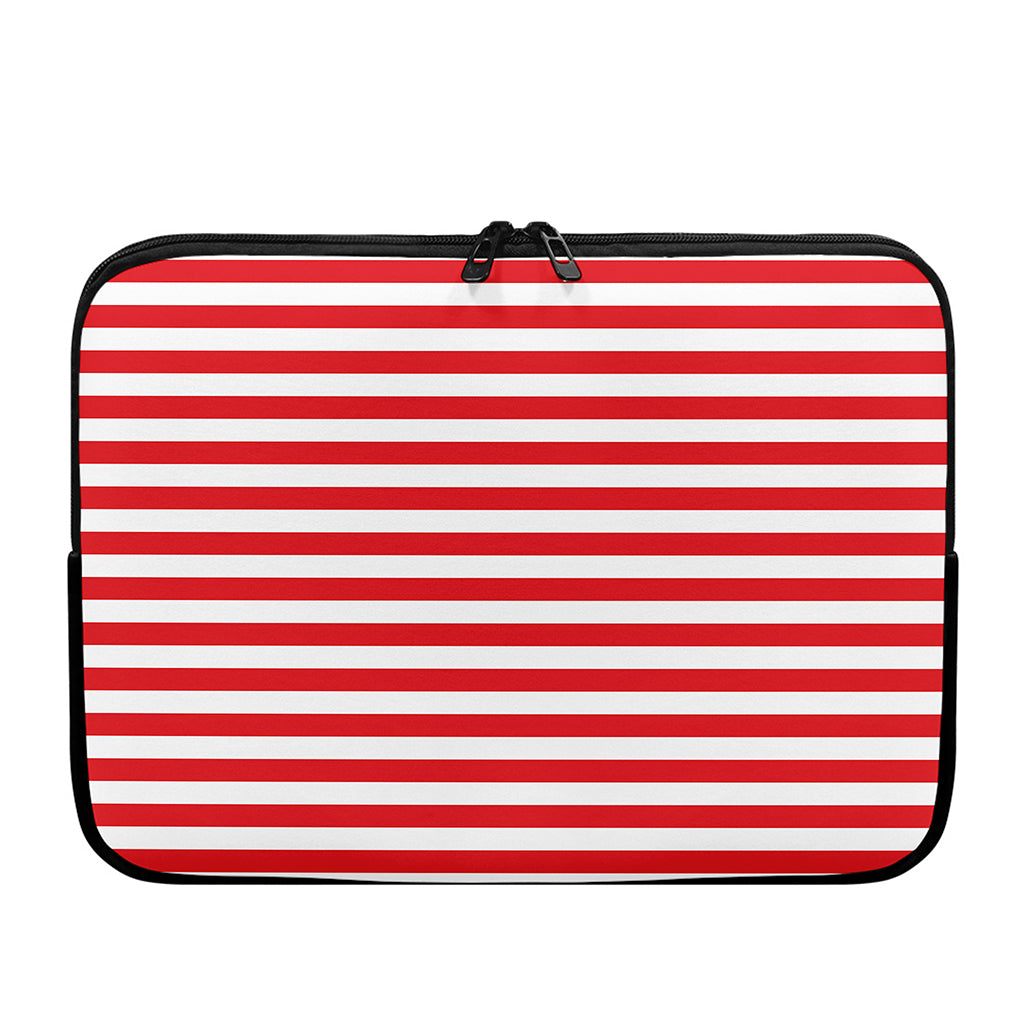 Red And White Striped Pattern Print Laptop Sleeve