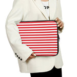 Red And White Striped Pattern Print Laptop Sleeve