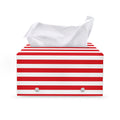 Red And White Striped Pattern Print Leather Tissue Box Cover