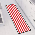 Red And White Striped Pattern Print Long Kitchen Mat
