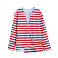 Red And White Striped Pattern Print Long Sleeve Short Coat