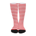 Red And White Striped Pattern Print Long Socks