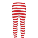Red And White Striped Pattern Print Men's leggings