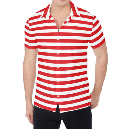 Red And White Striped Pattern Print Men's Shirt