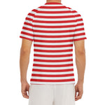 Red And White Striped Pattern Print Men's Short Sleeve Rash Guard