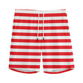 Red And White Striped Pattern Print Men's Athletic Shorts
