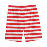 Red And White Striped Pattern Print Men's Sports Shorts