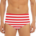 Red And White Striped Pattern Print Men's Triangle Swim Briefs