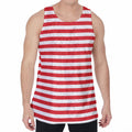 Red And White Striped Pattern Print Men's Velvet Tank Top