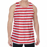 Red And White Striped Pattern Print Men's Velvet Tank Top