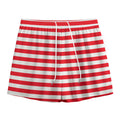 Red And White Striped Pattern Print Mesh Shorts