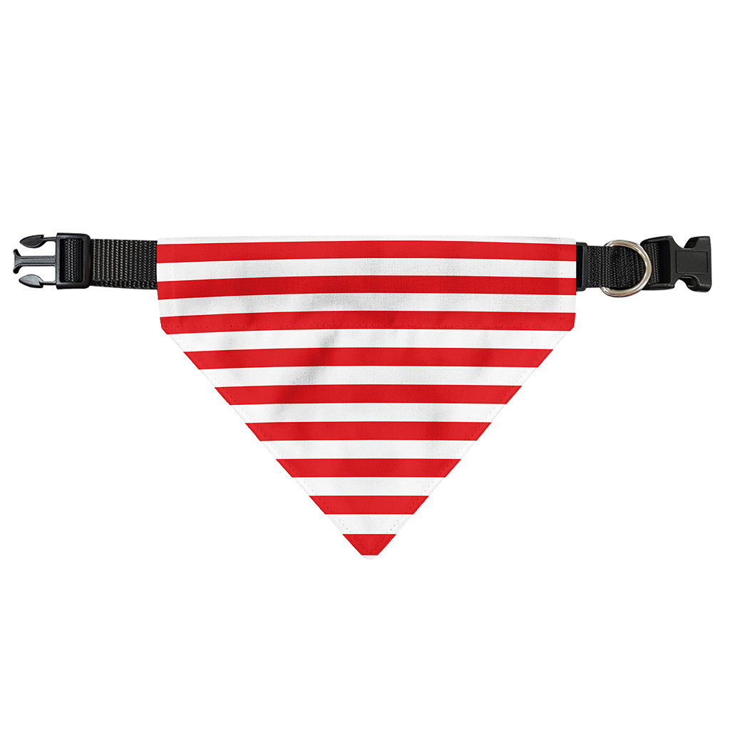 Red And White Striped Pattern Print Over The Collar Dog Bandana