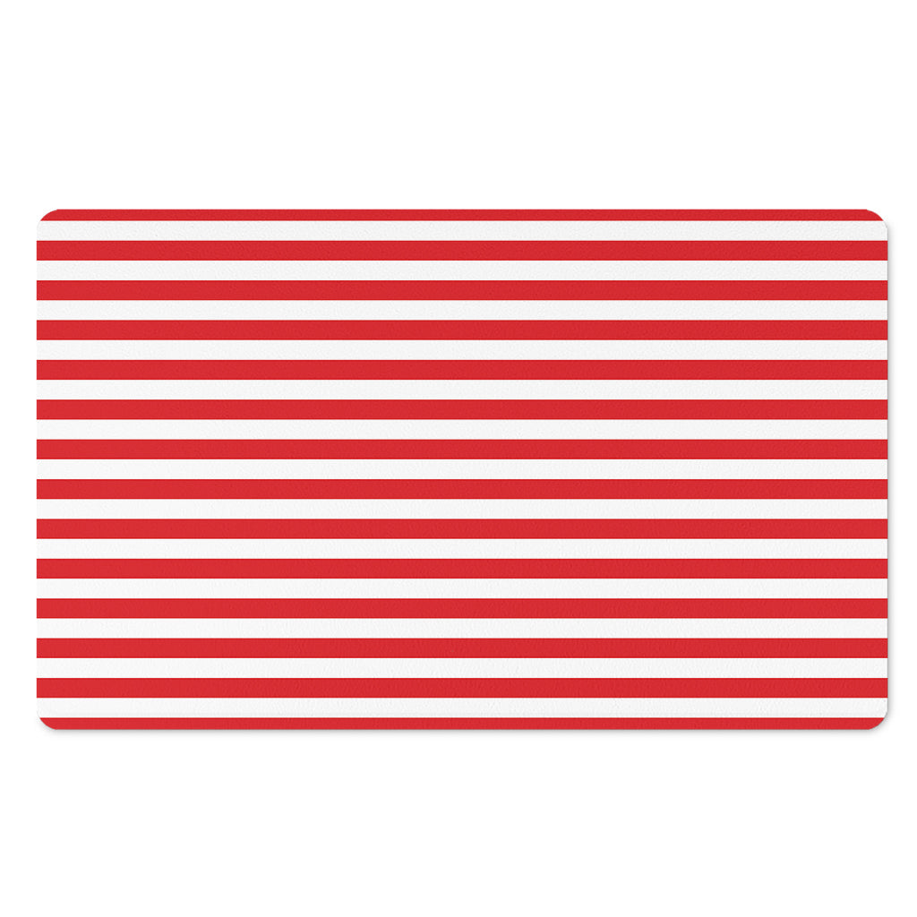 Red And White Striped Pattern Print Polyester Doormat