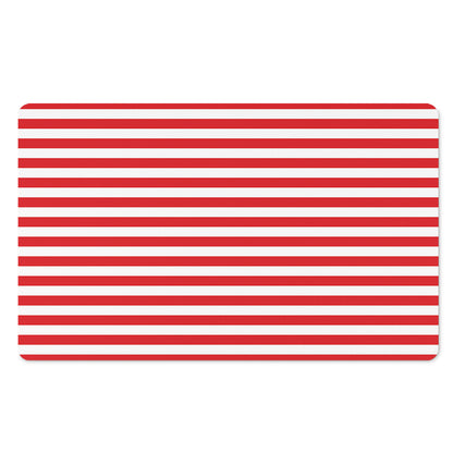 Red And White Striped Pattern Print Polyester Doormat