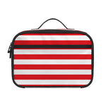 Red And White Striped Pattern Print Portable Lunch Bag