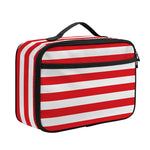 Red And White Striped Pattern Print Portable Lunch Bag