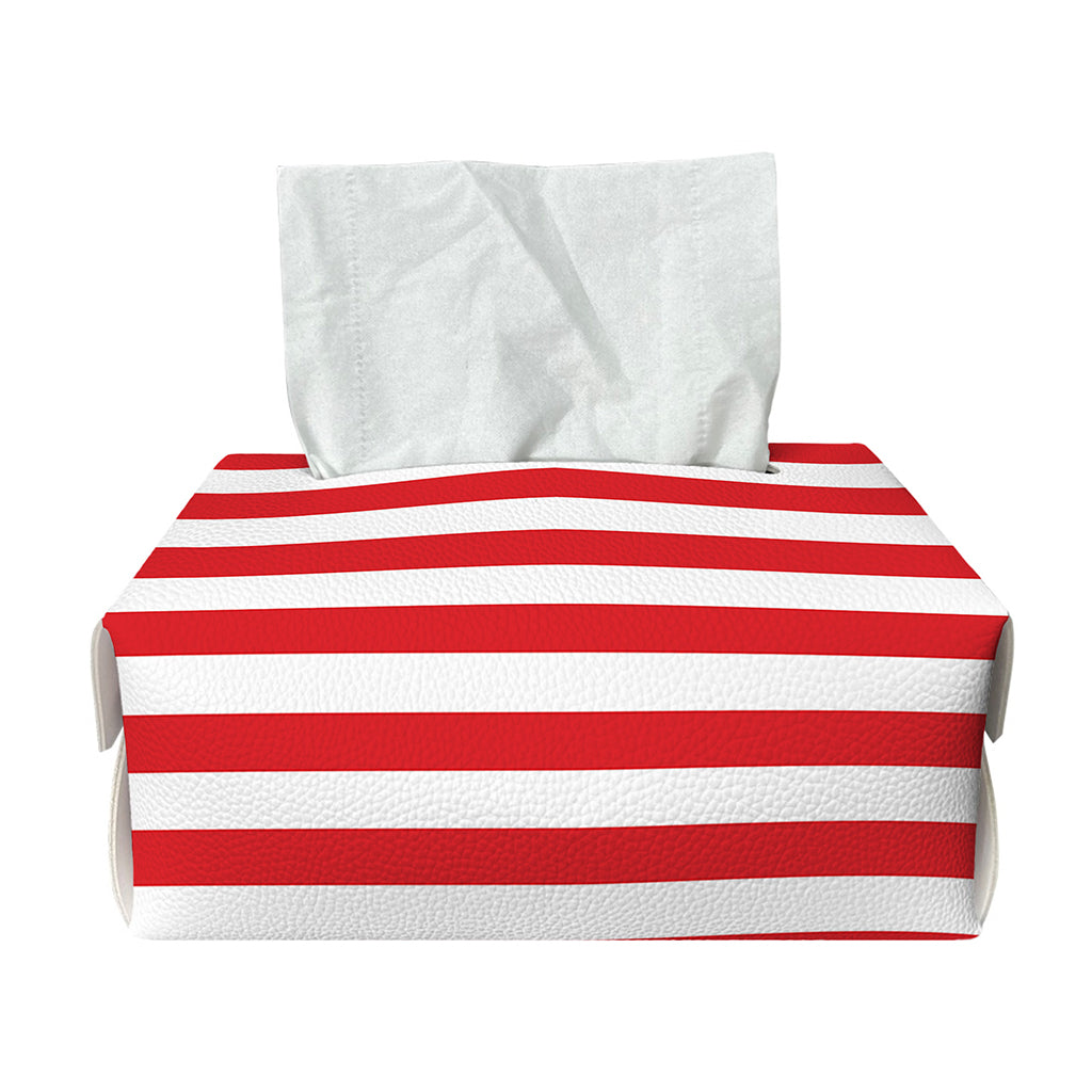Red And White Striped Pattern Print Rectangle Tissue Box Cover