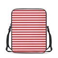 Red And White Striped Pattern Print Rectangular Crossbody Bag