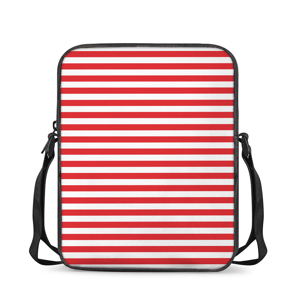 Red And White Striped Pattern Print Rectangular Crossbody Bag
