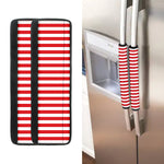 Red And White Striped Pattern Print Refrigerator Handle Covers