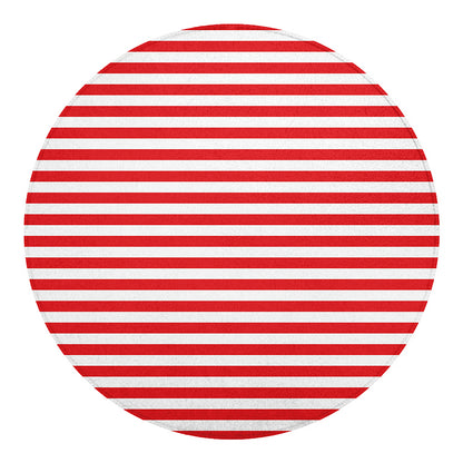 Red And White Striped Pattern Print Round Blanket
