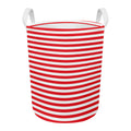 Red And White Striped Pattern Print Round Laundry Basket